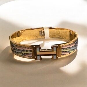 Gold and Multicolor H Bracelet